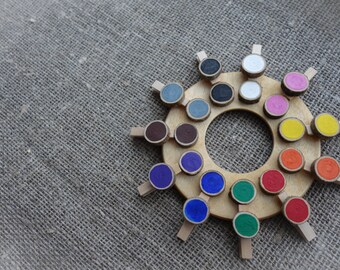 Wooden color wheel, color matching game, Montessori preschool activity, Busy Bag, Toddler gift, Waldorf toy