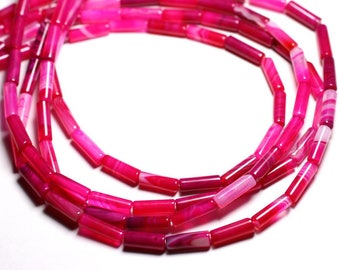 Wire 39cm env - stone beads - pink Agate Tubes 13x4mm 28pc
