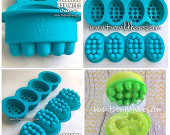 1 MASSAGE BAR Silicone Soap Mold, 4-4.5 oz Cavities, Professional Grade Mold, Two Wild Hares