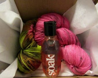 Knitted Sock Gift Set - Yarn, Stitch Markers, Soak