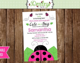 Pink Ladybug Invitation (LB03)