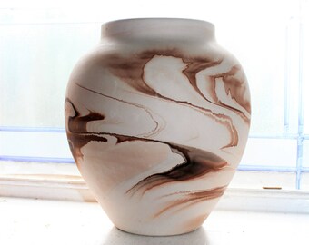 Large 8" Nemadji Pottery Vase Swirl Pattern Vintage Southwestern Decor