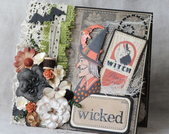 Wicked Witch Halloween Card, Halloween, Greeting Card, Witch, Bats, 3D, Keepsake Card