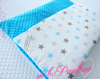 Star blanket with cuddly blue plush Minky, personalization possible