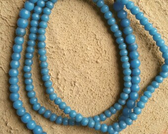 4mm to 5mm turquoise blue Prosser African trade beads, 25 inch strand (#2)