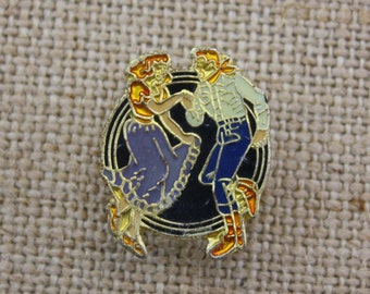 Square Dancing - Enamel Pin by American Gag Bag Inc. - Vintage Novelty Pin c. 1980s