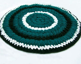 Pet Rug Eagles Fan Green White Black 22-Inch Round Reversible Cat Rug Dog Rug Furniture Mat Cover Philadelphia Super Bowl Sports