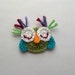 Crochet custom list of 6 crown heads. /sleepy owl Applique Handmade wings in turquoise for scrapbooking trim sewing flatback