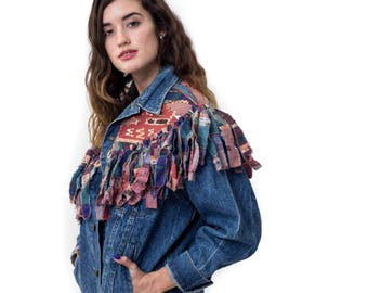 Vintage Lee Denim Jacket Aztec Fringe