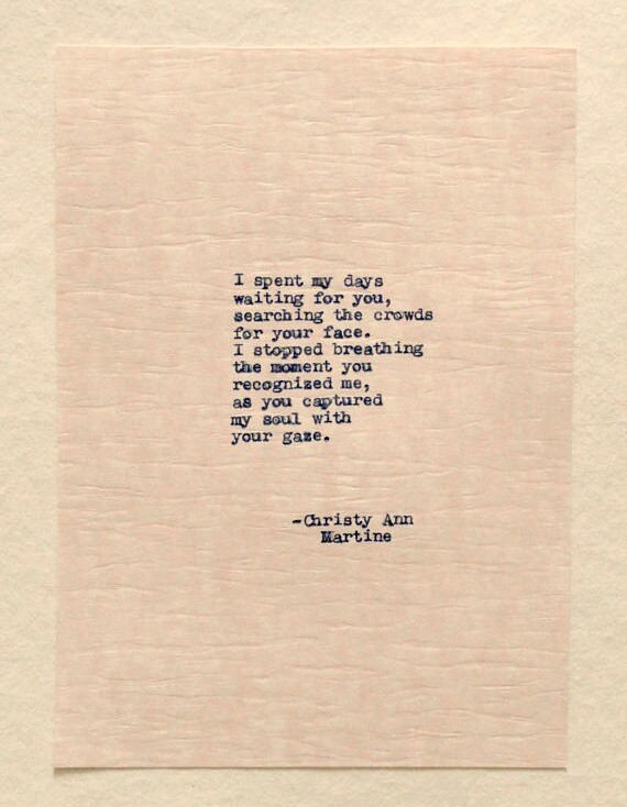 Anniversary Present for Him or Her Soulmates Poem Typed onto Pink Cardstock Paper by Writer Unique Paper Present