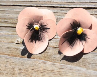 Peachy Pansy Aluminum Earrings