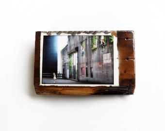 Pop Surrealism Art “Explore” Kids art - Abandoned building - Nursery art - House decor - Reclaimed wood art - Lowbrow by Pepe Moscoso