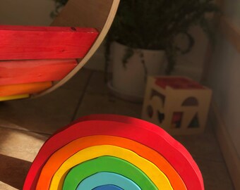 Rainbow Stacking Toy - Rainbow Stacker - Nesting