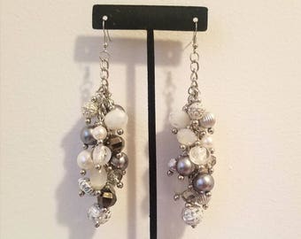 Silver and White Bulk Earrings