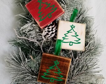 Rustic Christmas ornaments - set of 3. Wooden Handmade Christmas Tree ornaments. Christmas decorations. Christmas signs. Christmas gift.