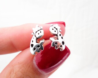 Oxidized 925 Sterling Silver Giraffe Stud Earrings, Giraffe Earrings, Giraffe Studs, Giraffe Jewelry, Children's Jewelry, Animal Jewelry