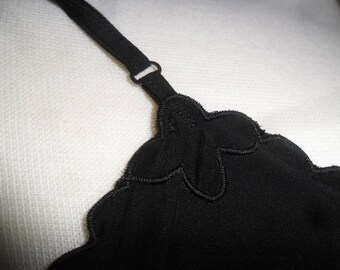 1960s Black Rayon Slip