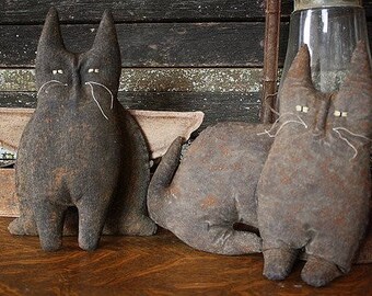 Primitive Folk Art Black Cats E-PATTERN, Sewing Pattern