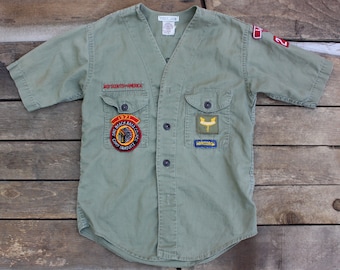 Embroidered Kids Vintage Boy Scout Shirt w/ Patches