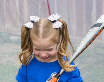 Baseball Hair Bows, Baseball Pigtail Bows, Baseball Bows, Baseball Team Bows, Pigtail Hair Bows, Team Hair Bows, Baseball Hair Clips