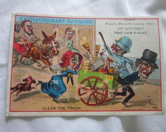 Antique Victorian Trade Card Comical Troy Cash Bazaar