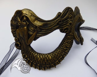 Metallic Gold and Black Mermaid Mask