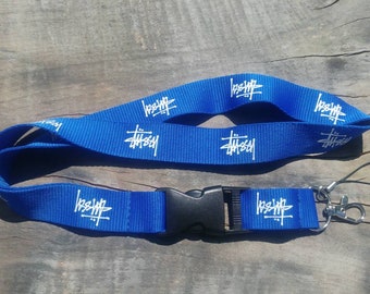 STUSSY Lanyard Blue with White Print High Quality