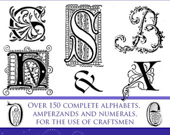 150 ALPHABETS Old and New Rare Illustrated Reference Book For Crafts People 239 Pages Printable or read on your Tablet Instant Download