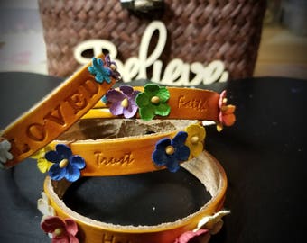 Boho Leather Bracelets with and inspirational Message