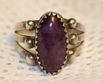 10386 Sterling Silver Purple Cabochon Ring Size 6 FREE SHIPPING