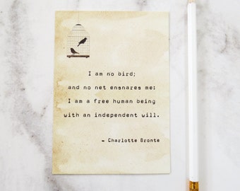 Jane Eyre Quote Postcard - Literature Quote - Book Lover Postcard - Stationery - Quote Print