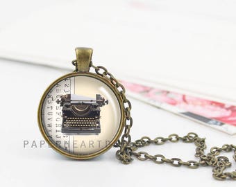 Typewriter Pendant - Typewriter Charm - Typewriter Jewelry - Typewriter Necklace - Writer Pendant - Writer Charm - Author Gift - (B1968)