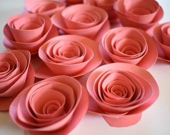 Coral Paper Flowers, Loose Paper Roses, Small Paper Roses
