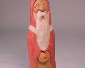 Santa woodcarving Hand Carved Sculpture from Basswood