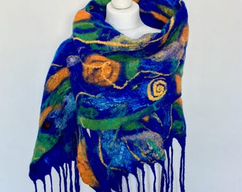 Wool Felted Scarf Merino Wool Scarf Merino Wool Shawl