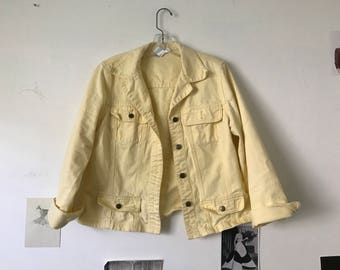 Yellow Denim Jean Jacket Size Medium Tumblr Hipster