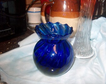Vintage Blue Cobalt Glass Vase