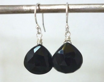 Black Spinel Earrings .. Handmade Jewelry .. Sterling Silver .. Handmade Gift