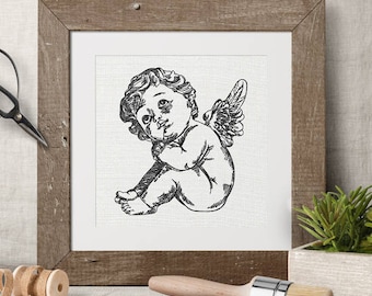 Machine Embroidery Design Cupid little baby