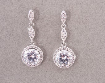 Crystal Earrings, Bridal Earrings, Wedding Jewelry, Bridesmaids Earrings, CZ Earrings, Bridal Jewelry, Bridesmaids Jewelry, Prom Jewelry