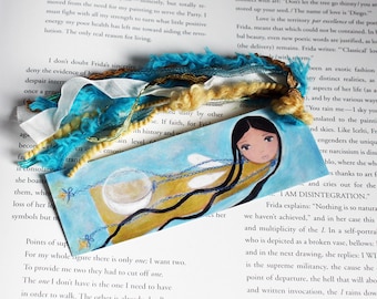 The Moon Fairy - Laminated Bookmark Handmade - Original Art by FLOR LARIOS