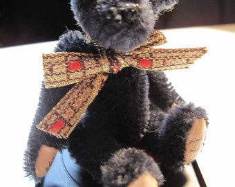 Vintage Artist Mohair Bear OOAK - World of Miniature Bears 3" MohairBear #812 EBON by Theresa Yang