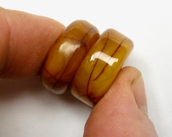 2 African COPAL Amber Beads #09 24mm X 10mm & 24mm X 9mm