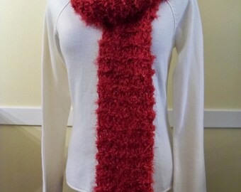 SOFT and CHUNKY Knit CRANBERRY Red Scarf