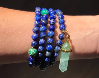 Blue Lapis Mala, Mala Beads, Mala Necklace, Mala, Prayer Beads, Yoga Necklace, 108 Mala Beads, Japa Mala, Yoga Jewelry, Meditation, MLGJ
