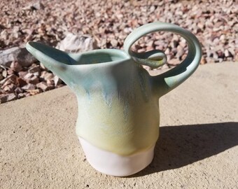 Goregeous Ceramic Pitcher, soft truquiose and yellow pottery