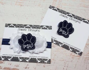Penn State pawprint headband, PSU headband, Penn State headband, Nittany Lion headband, pawprint headband, little girl Penn State
