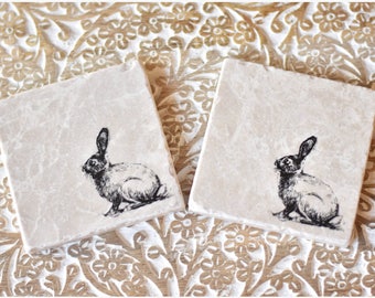 Rabbit / Bunny / Hare natural stone coaster