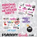 Customized contact me sticker sheets- vinyl planner stickers- perfcet for planner meet ups!