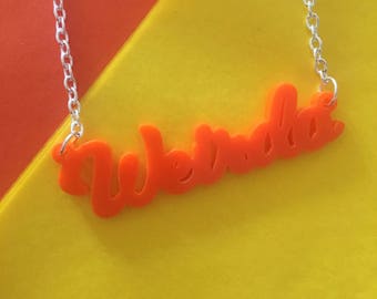 Orange Weirdo Acrylic Necklace